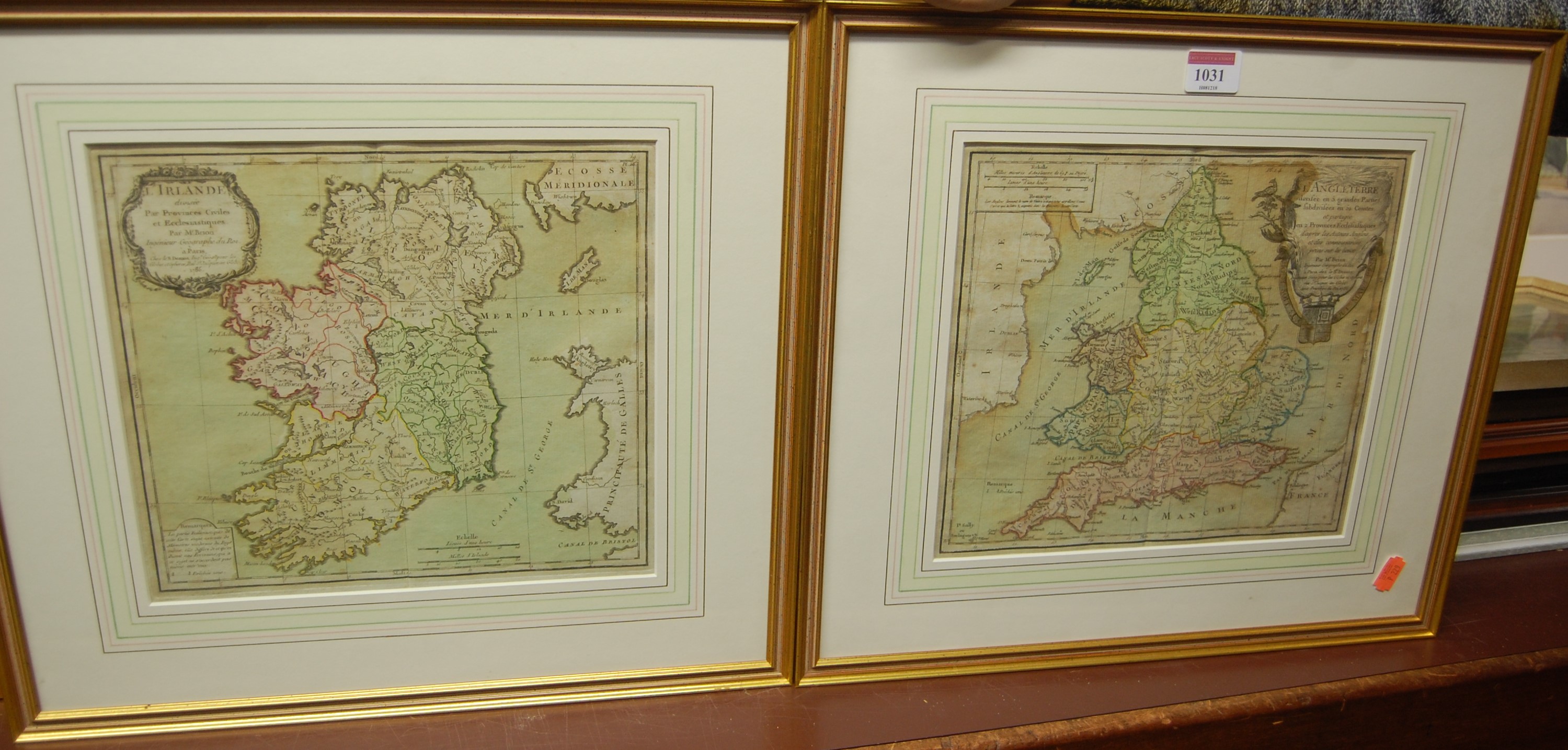 A set of three late 18th century French county maps by Brion being of England, Ireland and Scotland,