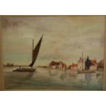 Early 20th century school - barges, watercolour, 28x39cm
