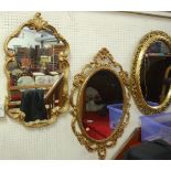 Three various contemporary gilt framed wall mirrors