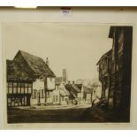 Alfred Blundell - Kersey High Street, etching, signed and titled in pencil to the margin, 28x35cm