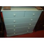 A modern painted pine chest of two short over four long drawers, w.89cm