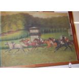 JOH. Nesne - flat racing scene, oil on canvas, signed and dated lower right, 7/46/36, unframed,