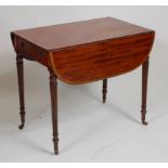 A 19th century mahogany and satinwood crossbanded Pembroke table, having single end frieze