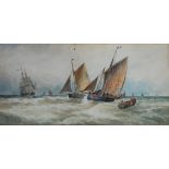 Thomas Bush Hardy RBA (1842-1897) - Boats on choppy seas, watercolour, signed and dated 1895 lower