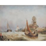 Attributed to Clarkson Stanfield RA (1793-1876) - Dutch boats leaving harbour, watercolour with