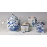 A Chinese export blue and white teapot and cover, h.17cm; together with an 18th century Chinese