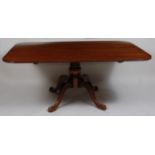 A Regency style mahogany pedestal breakfast table, of good size, mid-20th century, the fixed top