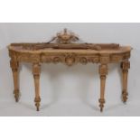 A 19th century French giltwood and gesso console table, the frieze with applied Rococo Revival