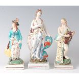 An early 19th century Staffordshire pearlware allegorical figure of Venus, as a partialled robed