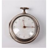 A George III silver pair cased pocket watch by Edward Tomlin, the white dial with black Arabic