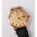 A gentleman's Omega De Ville automatic wristwatch, the round champagne coloured dial, 35mm diameter,