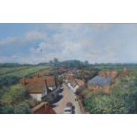 Clive Madgwick (1934-2005) - Kersey village from the church steps, oil on canvas, signed lower