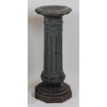 A late 19th century Italian green variegated marble circular sculpture stand, having swivel top to