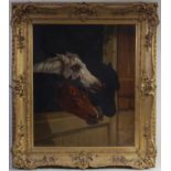 Follower of John Frederick Herring Snr (1795-1865) - Horses at the stable door, oil on canvas, 74