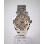 A gentleman's Rolex Oyster Perpetual Air-King-Date automatic wristwatch, the brushed steel dial with