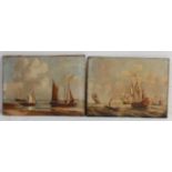 19th century Dutch school - Matched pair; Seascapes, oil on panel, each approx. 21 x 28cm, unframed