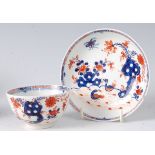 A Lowestoft porcelain tea bowl on stand, decorated in the Redgrave Two Bird pattern, circa 1785,