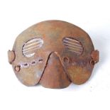 A WW I British Tank crew splatter mask, stamped verso Sheffield and dated 1917.