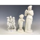 A Victorian Parian figure group The Three Graces together with two others (both a/f)