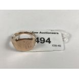 A gentleman's 9ct gold signet ring, the face engraved with a monogram (rubbed), 3.8g