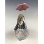 A Lladro figurine Angela 5211, girl with parasol, retired