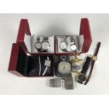 Vintage and modern wrist and pocket watches, including two cased pairs of Rostini wristwatches, a