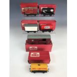 Six items of boxed Hornby Dublo electric OO gauge model railway 3-rail rolling stock, including a