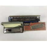 A Ridley's Honky Tonk harmonica and a Canto per Te harmonica