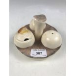 A Carlton Ware mushroom form condiment set