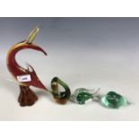 Four glass animal figures