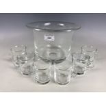 A crystal punch bowl set