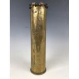 A First World War trench art 6-pounder shell case vase