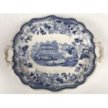 A 19th Century Thomas Till and Son Royal Cottage pattern blue and white transfer printed dish,