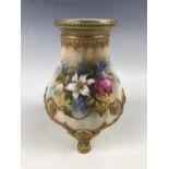 An early 20th Century Royal Worcester vase decorated by F.J. Bray, of baluster form with three