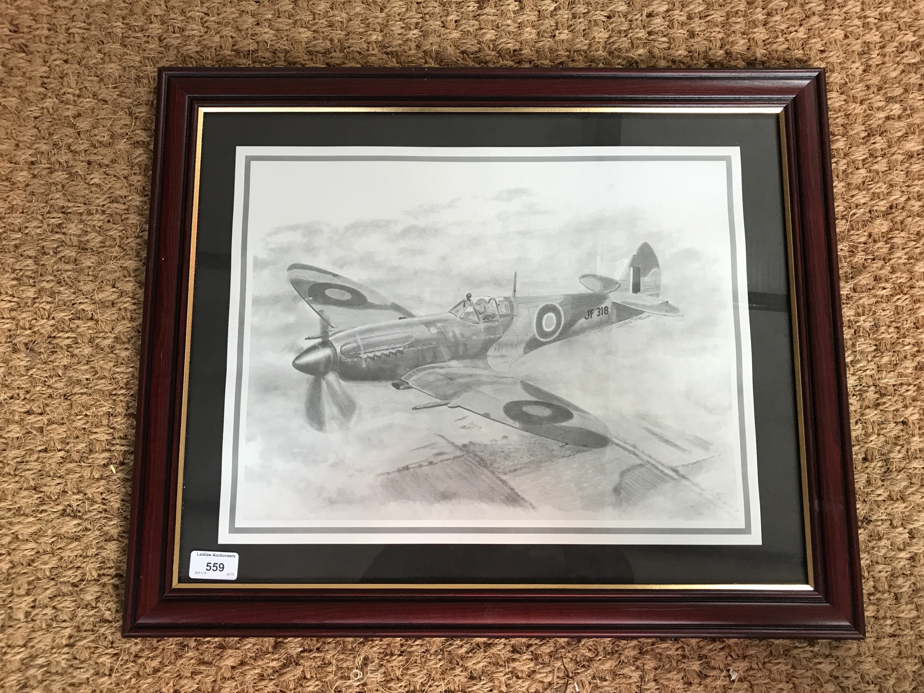 A print depicting an RAF Spitfire - Image 2 of 2