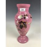 A Victorian opalescent pink vase with floral pattern