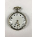 A Junghans white metal cased pocket watch, with crown wound movement, subsidiary seconds and