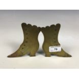 A pair of Victorian novelty brass boots