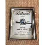 A Ballantine's Finest Scotch Whisky bar mirror