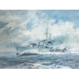 After Edwin Straker (1921-2011) H.M.S Kelly Flotilla Leader J and K Class, pencil signed by the
