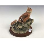 A limited edition Border Fine Arts fox figural group Moving Home by David Walton