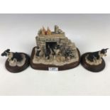 A Border Fine Arts James Herriot figurine depicting family of collie dogs together with two other