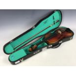 A cased Lark violin and bow