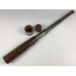 A vintage H&G 25X-40X four-draw brass and leather telescope