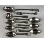 A quantity of Victorian electroplate King's pattern cutlery, including serving spoon, table spoon,