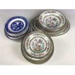 A quantity of Bridgewood Indian Tree pattern dinner wares together with a quantity of blue-and-white