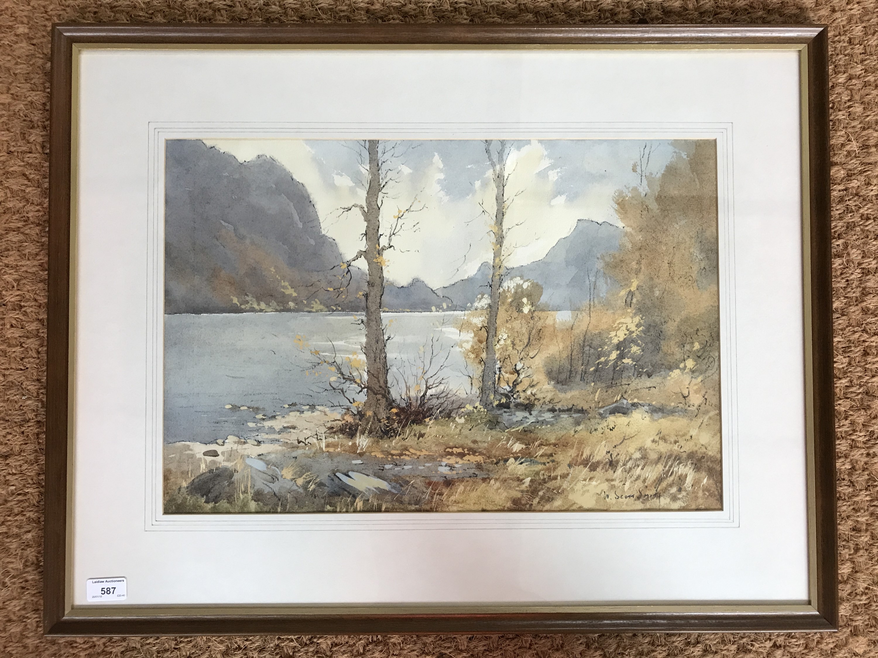 A watercolour lake scene by W. Scott Smith - Image 2 of 2