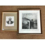 After Joseph Mallord William Turner Burial at Sea, period etching, signed by the engraver, framed