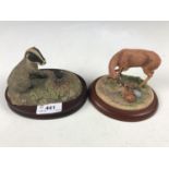 A Border Fine Arts figurine depicting a badger and mole together with one other Border Fine Arts