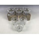 A boxed set of six glass dishes